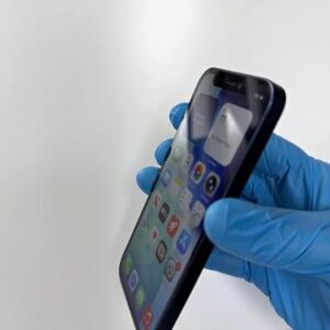 Blue iPhone 12 mini, angled front view