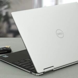 Silver Dell XPS 13 9310 2-in-1, rear and hinge view
