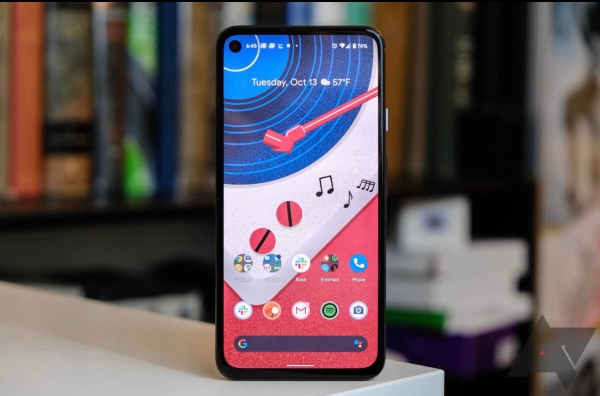 Google Pixel 4a with screen on