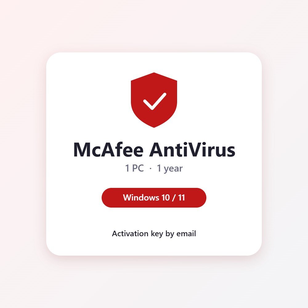 McAfee AntiVirus 1 PC 1 year activation key